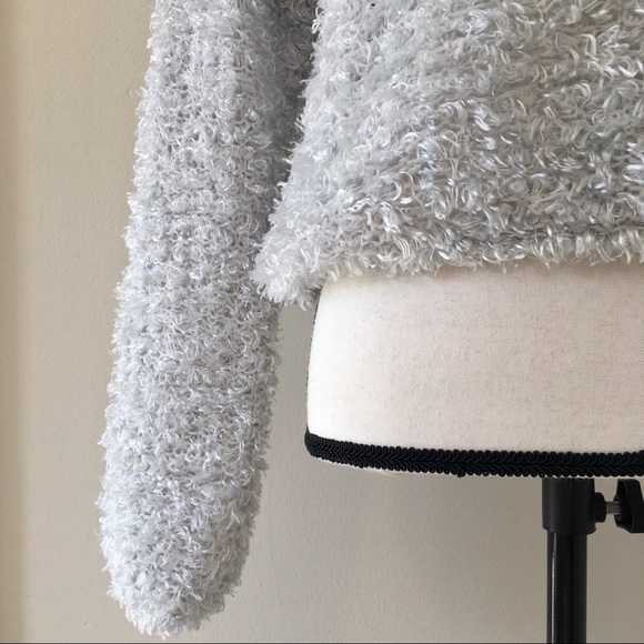 Vintage 90s Silver Fuzzy Eyelash Sweater - Picture 4 of 5